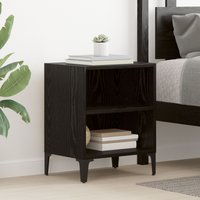 Berkfield Home Bedside Cabinet Black Oak 40x30x50 cm Engineered Wood | Size: 40 x 30 x 50 cm
