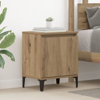Berkfield Home Artisan Oak Bedside Table Artisan Oak Engineered wood, Metal in Brown
