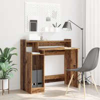 Berkfield Home Desk with Desk Lamps with Shelf with Storage Old wood Engineered wood in Brown