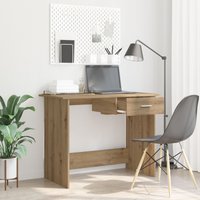 Berkfield Home Desk with Drawer with Storage Artisan oak 100 x 50 x 76 cm Engineered wood in Brown