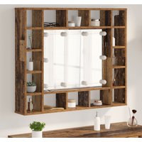 Berkfield Home Mirror Cabinet with LED Strip Lights with Shelf Wall-mounted with Storage with Mirror Old wood Engineered wood in Brown