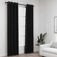 Berkfield Home Linen-Look Blackout Curtains 2 pcs Anthracite 140x245cm | Size: 140x245 cm