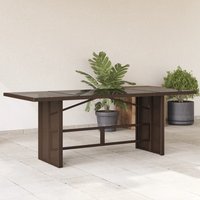 Berkfield Home Garden Table with Glass Top Brown 190x80x74 cm Poly Rattan | Size: 190 x 80 x 74 cm