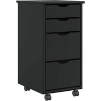 Berkfield Home Rolling Cabinet with Drawers MOSS Black Solid Wood Pine