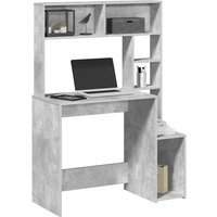 Berkfield Home Desk with Shelves Concrete Grey 100x45x140 cm Engineered Wood | Size: 100 x 45 x 140 cm