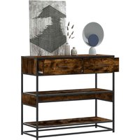 Berkfield Home Console Table Smoked Oak 90x35x80 cm Engineered Wood in Brown | Size: 90 x 35 x 80 cm