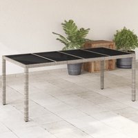 Berkfield Home Garden Table with Glass Top Light Grey 190x90x75 cm Poly Rattan | Size: 190 x 90 x 75 cm