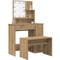 Berkfield Home Dressing Table Set with LED Old Wood Engineered Wood in Brown