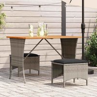 Berkfield Home Garden Table with Acacia Wood Top Grey 105x75x72 cm Poly Rattan | Size: 105 x 75 x 72 cm