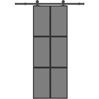Berkfield Home Sliding Door with Hardware Set 76x205 cm Tempered Glass&Aluminium in Black