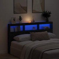 Berkfield Home Headboard Cabinet with LED Black Oak 180x17x102 cm | Size: 180 x 17 x 102 cm
