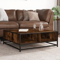 Berkfield Home Coffee Table Smoked Oak 80x80x30 cm Engineered Wood & Metal in Brown | Size: 80 x 80 x 30 cm