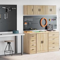 Berkfield Home Garage Cabinets 2 pcs Sonoma Oak Engineered Wood in Brown