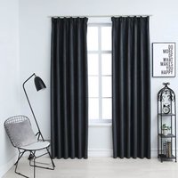 Berkfield Home Blackout Curtains with Hooks 2 pcs Anthracite 140x245 cm