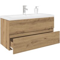 Berkfield Home Sink Cabinet with Built-in Basin & Faucet Artisan Oak in Brown