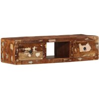 Berkfield Home Wall-mounted TV Cabinet 100x32x25 cm Solid Wood Reclaimed in Brown | Size: 100 x 32 x 25 cm
