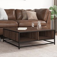 Berkfield Home Coffee Table Brown Oak 80x80x30 cm Engineered Wood & Metal | Size: 80 x 80 x 30 cm