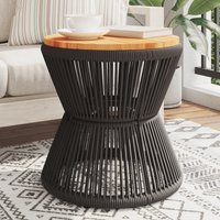 Berkfield Home Coffee Table with Wire Base Black √ò 45x44 cm Solid Wood Acacia