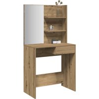 Berkfield Home Dressing Table with Mirror Artisan Oak 74.5x40x141 cm in Brown