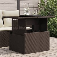 Berkfield Home Garden Table with Glass Top Brown 100x55x73 cm Poly Rattan | Size: 100 x 55 x 73 cm
