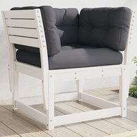 Berkfield Home Garden Sofa Armrest with Cushions White Solid Wood Pine