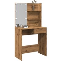 Berkfield Home Dressing Table with LED Artisan Oak 74.5x40x141 cm in Brown