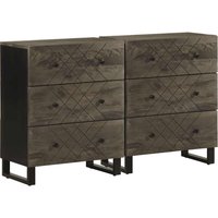 Berkfield Home Sideboards 2 pcs Black 60x33x75 cm Solid Wood Mango | Size: 60 x 33 x 75 cm