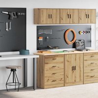 Berkfield Home Garage Cabinets 2 pcs Artisan Oak Engineered Wood in Brown