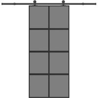 Berkfield Home Sliding Door with Hardware Set 90x205 cm Tempered Glass & Aluminium in Black