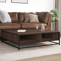 Berkfield Home Coffee Table Brown Oak 100x100x30 cm Engineered Wood & Metal | Size: 100 x 100 x 30 cm