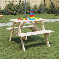 Berkfield Home Picnic Table for 4 Kids with Umbrella Hole Solid Wood Fir in Brown