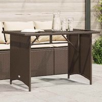 Berkfield Home Garden Table with Glass Top Brown 110x68x70 cm Poly Rattan | Size: 110 x 68 x 70 cm