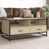 Berkfield Home Coffee Table Sonoma Oak 100x50x45 cm Engineered Wood & Metal in Brown | Size: 100 x 50 x 45 cm