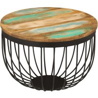 Berkfield Home Coffee Table √ò50x35 cm Solid Wood Reclaimed & Steel | Size: 50x35 cm