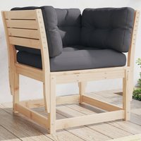 Berkfield Home Garden Sofa Armrest with Cushions Solid Wood Pine in Brown