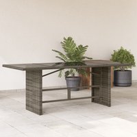 Berkfield Home Garden Table with Glass Top Grey 190x80x74 cm Poly Rattan | Size: 190 x 80 x 74 cm