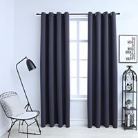 Berkfield Home Blackout Curtains with Metal Rings 2 pcs Anthracite 140x245 cm