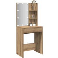 Berkfield Home Dressing Table with LED Artisan Oak 60x40x140 cm | Size: 60 x 40 x 140 cm