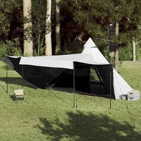 Berkfield Home Family Tent Tipi 8-Person White Blackout Fabric Waterproof