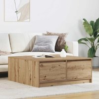 Berkfield Home Coffee Table with Drawers Artisan Oak 100x100x40 cm in Brown | Size: 100 x 100 x 40 cm
