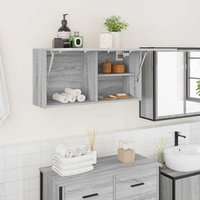 Berkfield Home Bathroom Wall Cabinet Grey Sonoma 80x25x40 cm Engineered Wood | Size: 80 x 25 x 40 cm