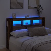Berkfield Home LED Headboard Old Wood 160x18.5x103.5 cm Engineered Wood in Brown