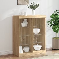 Berkfield Home Sideboard with LED Lights Sonoma Oak 81x37x100 cm in Brown | Size: 81 x 37 x 100 cm