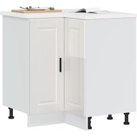 Berkfield Home Kitchen Corner Base Cabinet Porto High Gloss White Engineered Wood