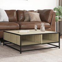 Berkfield Home Coffee Table Sonoma Oak 80x80x30 cm Engineered Wood & Metal in Brown | Size: 80 x 80 x 30 cm