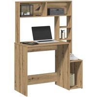 Berkfield Home Desk with Shelves Artisan Oak 100x45x140 cm Engineered Wood in Brown | Size: 100 x 45 x 140 cm