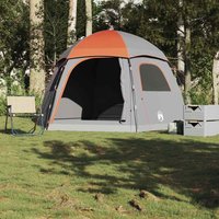 Berkfield Home Family Tent Igloo 6-Person Grey & Orange Waterproof