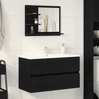 Berkfield Home Bathroom Mirror Black Oak 60x10.5x45 cm Engineered Wood