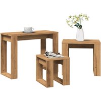 Berkfield Home Nest of Tables 3 pcs Artisan Oak Engineered Wood in Brown