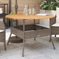 Berkfield Home Garden Table with Acacia Wood Top Grey √ò110x71 cm Poly Rattan | Size: 110x71 cm